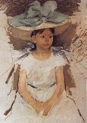 Mary Cassatt Alan wearing the blue hat painting